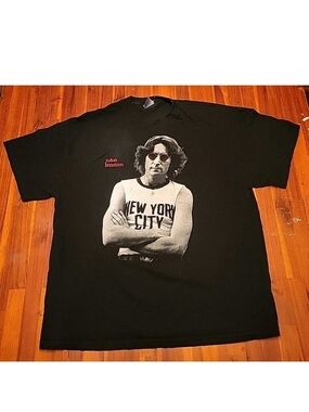 Vintage John Lennon T-shirt XL Black Imagine Lyrics Nice Pre-owned Condition
